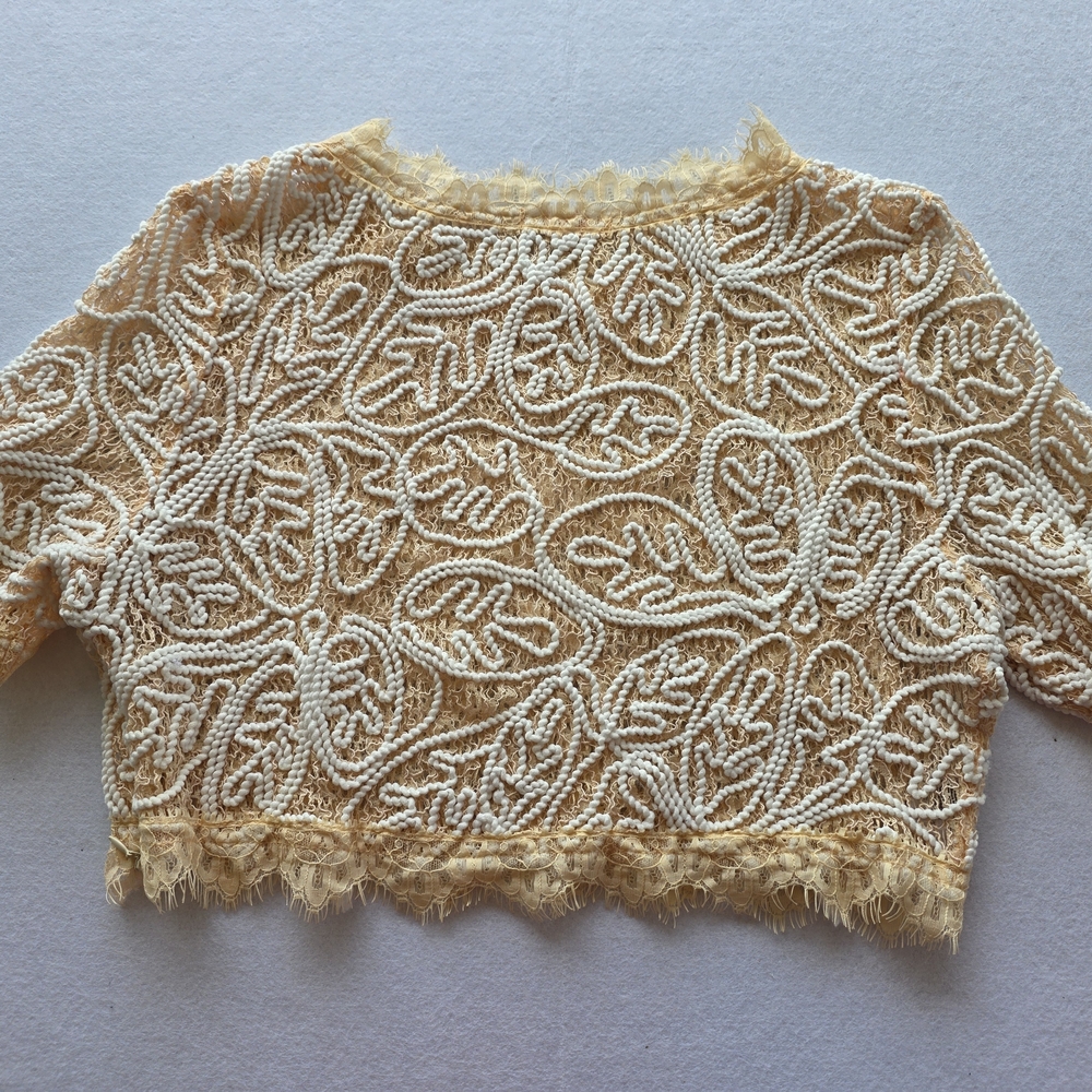 Luxxel Beige Peach and White Embroidered Crop Top - Picture 7 of 9